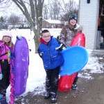 Sledding on the front lawn